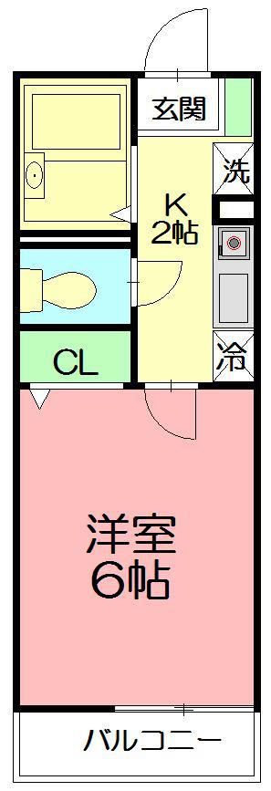 小田急江ノ島線 六会日大前駅 徒歩8分 2階建 築24年(1K/1階)の間取り写真