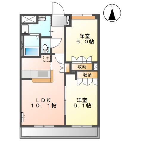 CENTURY椿B(2LDK/2階)の間取り写真