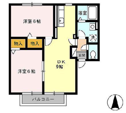 シャルム(2DK/1階)の間取り写真