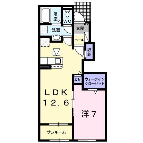 PLAIN 桃の木(1LDK/1階)の間取り写真