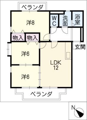 SAKABE HILLS(3LDK/2階)の間取り写真