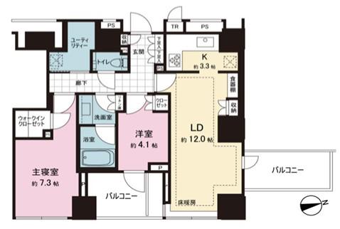 クラッシィタワー新宿御苑(2LDK/24階)の間取り写真