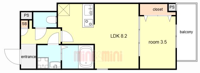 ジーメゾン立花プレイズ(1LDK/2階)の間取り写真