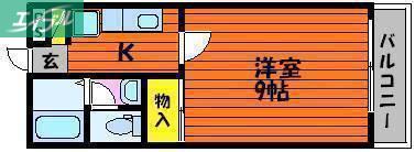 アークヒルズ西古松(1K/2階)の間取り写真