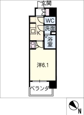 アステリ鶴舞トゥリア(1K/15階)の間取り写真