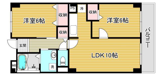 オーベルジュ(2LDK/1階)の間取り写真