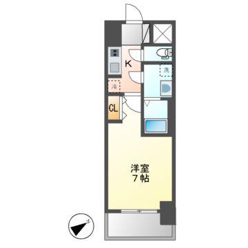S-RESIDENCE茶屋ヶ坂(1K/15階)の間取り写真