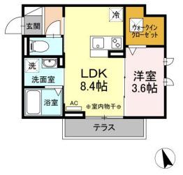 アベニュー有玉(1LDK/1階)の間取り写真
