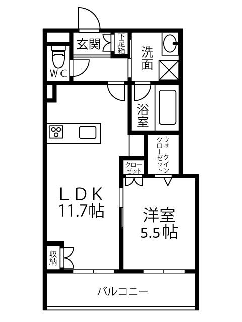 キルシュ ブリューテ 2(1LDK/3階)の間取り写真