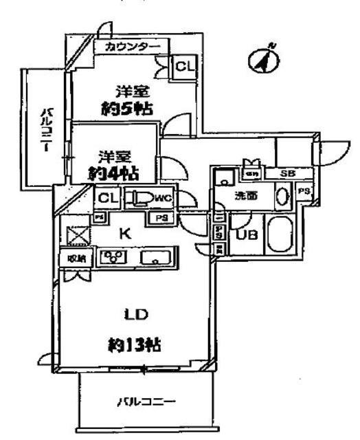 ドゥーエ大宮(2LDK/7階)の間取り写真