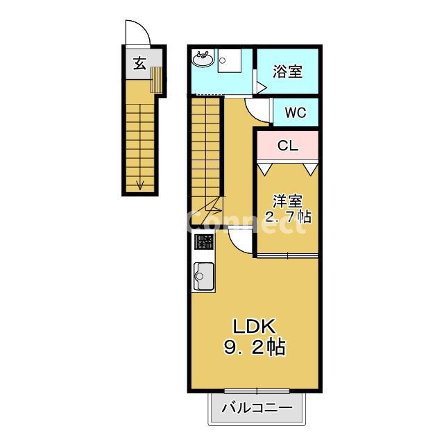 ベアドゥメゾンA(1LDK/2階)の間取り写真