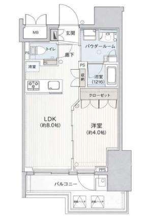 インプレストコア四谷坂町(1LDK/9階)の間取り写真
