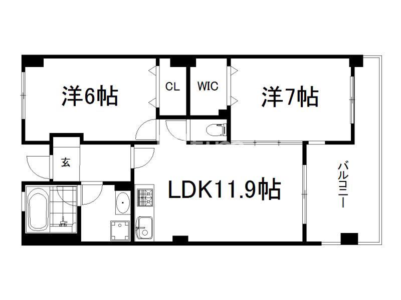 エバー・グリーン宇治(2LDK/2階)の間取り写真