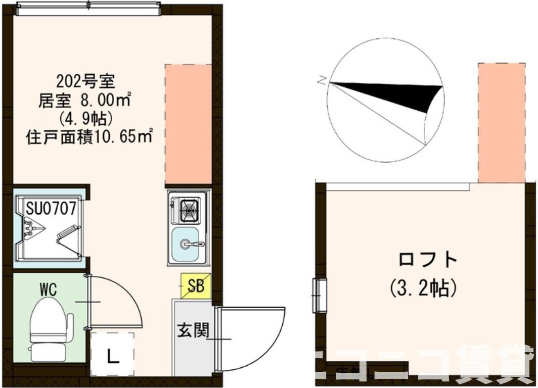 FELIZ(ワンルーム/2階)の間取り写真