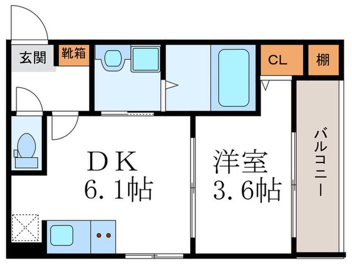 メゾン西月光(1DK/2階)の間取り写真