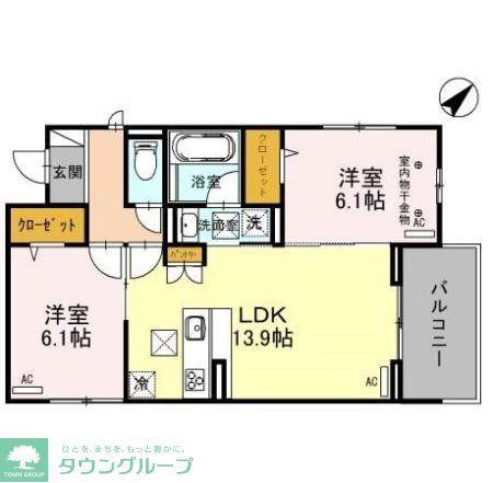 ソアヴィータ(2LDK/1階)の間取り写真