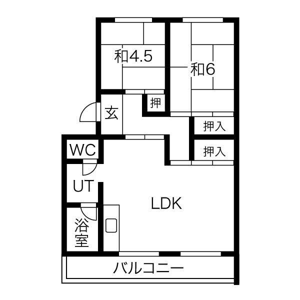 コーポ松ケ根(2LDK/3階)の間取り写真