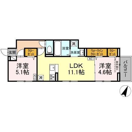 セレスティア瑞江III(2LDK/2階)の間取り写真