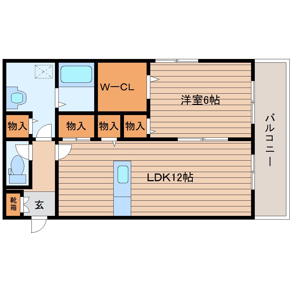 DROOM八乙女中央 B棟(1LDK/1階)の間取り写真