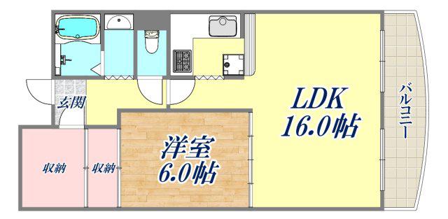 夙川グリーンタウン(1LDK/5階)の間取り写真