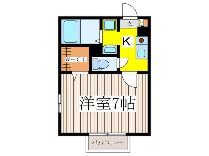 ウエストハイツ(1K/1階)の間取り写真