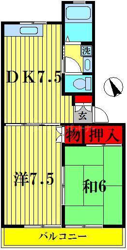 シャトルナカケイ(2DK/1階)の間取り写真