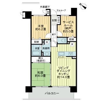 サーパス春日通(2SLDK/2階)の間取り写真