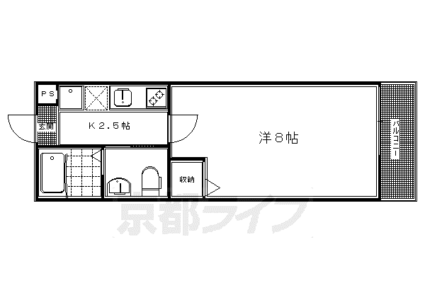フラッティ京大北(1K/3階)の間取り写真