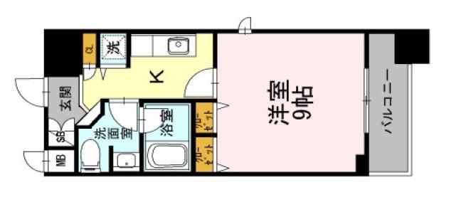 カスタリア堺筋本町(1K/11階)の間取り写真