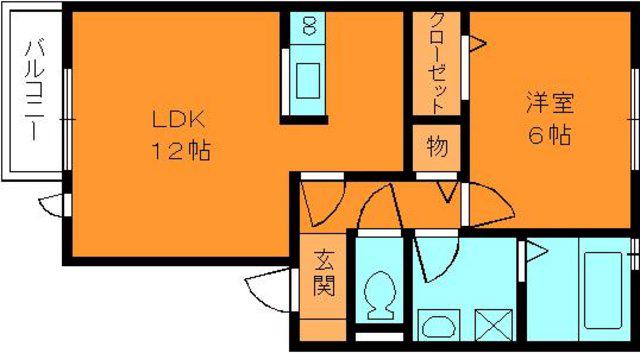 アンソレイエ星和台(1LDK/1階)の間取り写真