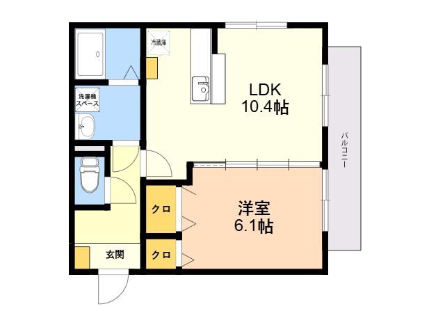 シルキー(1LDK/2階)の間取り写真