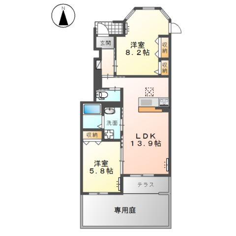 ベル ハピネス(2LDK/1階)の間取り写真