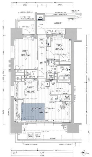 プレサンス ロジェ 名駅南(3LDK/11階)の間取り写真
