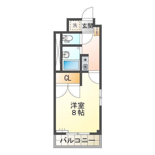 ピディエス ベルエーリー(1K/1階)の間取り写真