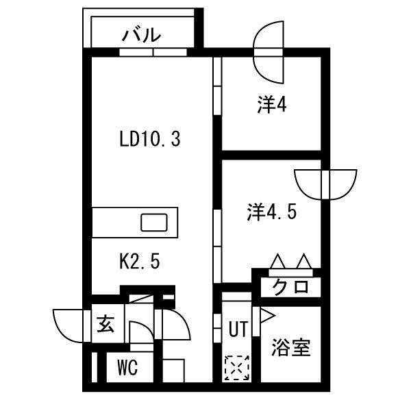 カームヒルズ西岡(2LDK/5階)の間取り写真