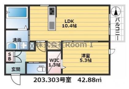 GRANDEUR都島・旭化成ヘーベルメゾンHEBEL HAUS(1LDK/2階)の間取り写真