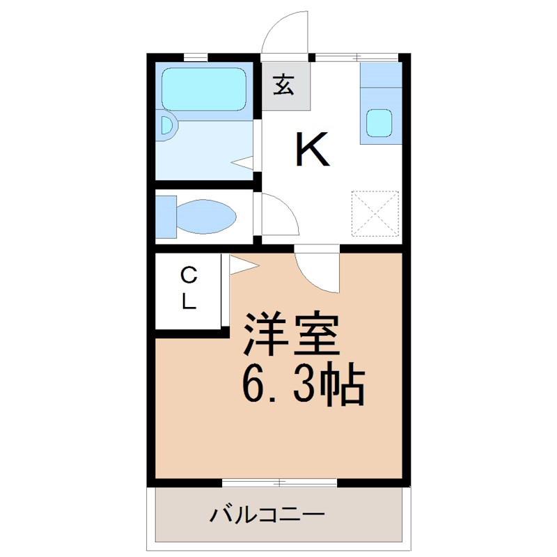 シティハイム ホソカワA(1K/1階)の間取り写真