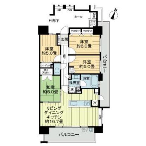 ライオンズ新井口マスターズゲート(4LDK/3階)の間取り写真