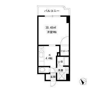 チェリーコート岡野(1K/5階)の間取り写真