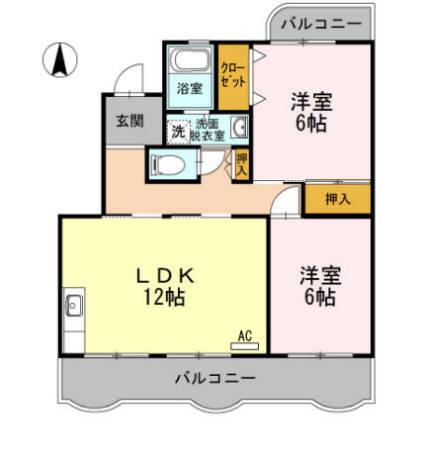ハビテーションWADAII(2LDK/1階)の間取り写真