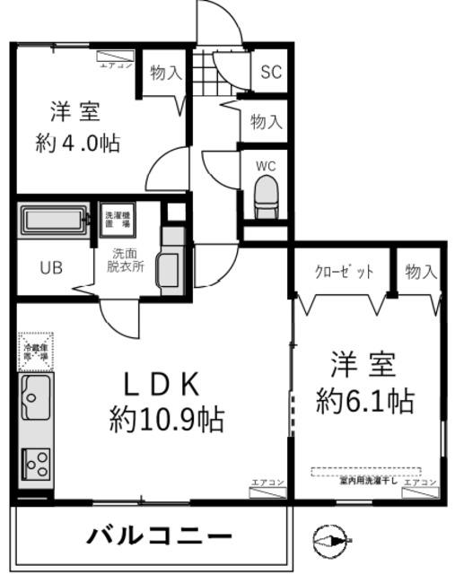 京成押上線 京成立石駅 徒歩10分 3階建 築11年(2LDK/3階)の間取り写真