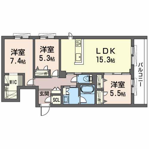 オカバ姫路網干シャーメゾン(3LDK/2階)の間取り写真