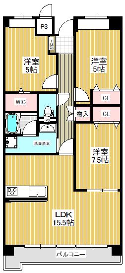 グランフィールド山王(3LDK/1階)の間取り写真