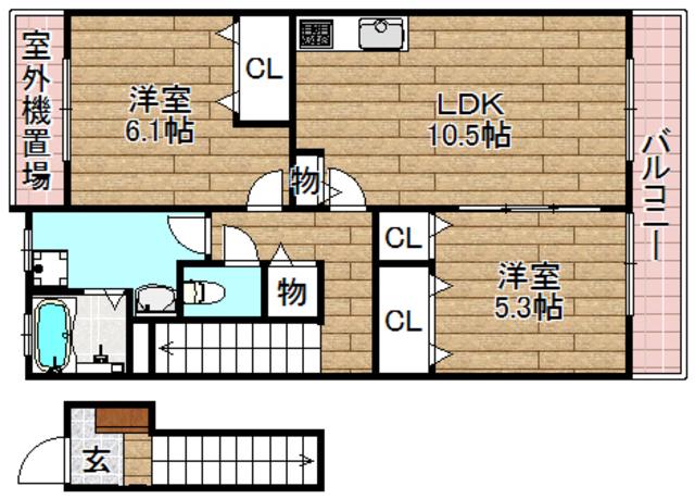 ルーセント・ベガ(2LDK/2階)の間取り写真