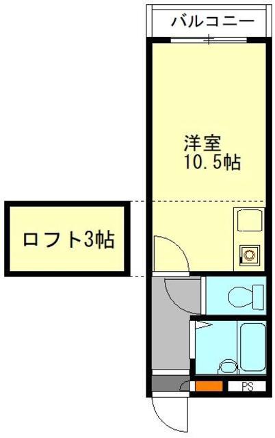 ツインズ立花(ワンルーム/1階)の間取り写真