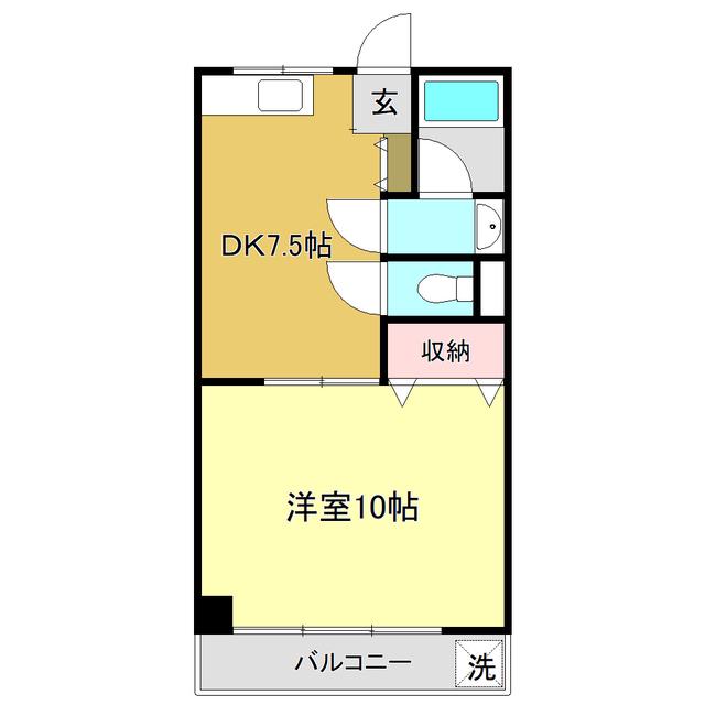 シルキーハイツ(1DK/2階)の間取り写真