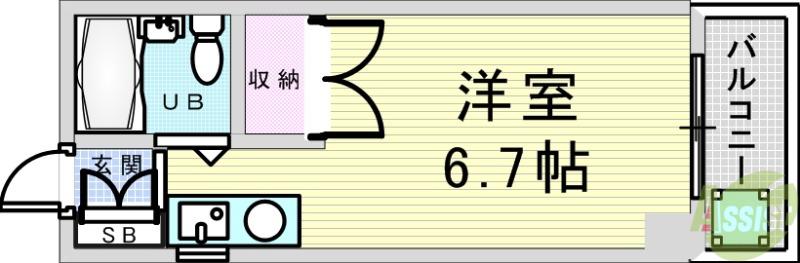 カルム泉(ワンルーム/2階)の間取り写真