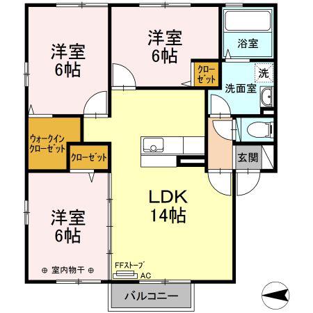 グランディール(3LDK/2階)の間取り写真