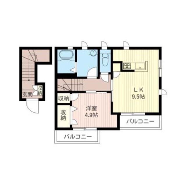 アルブル(1DK/2階)の間取り写真