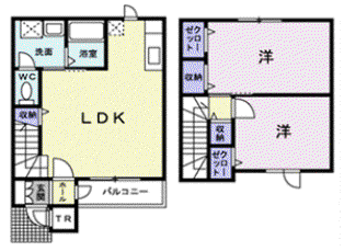 バレンタインB(2LDK/1階)の間取り写真